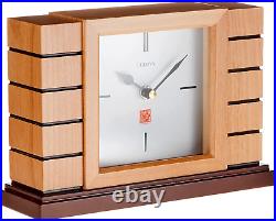 Bulova B1659 Usonian II Frank Lloyd Wright Mantel Clock, Natural Finish with Wal