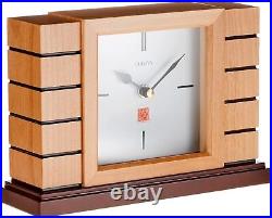 Bulova B1659 Usonian II Frank Lloyd Wright Mantel Clock, Natural Finish with Wal