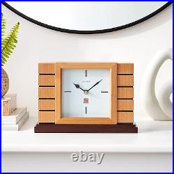 Bulova B1659 Usonian II Frank Lloyd Wright Mantel Clock, Natural Finish with Wal