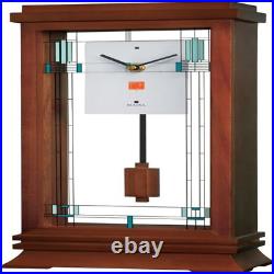 Bulova B1839 Willits Frank Lloyd Wright Mantel Clock, 14, Walnut Finish