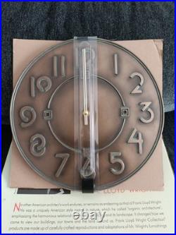 Bulova C3333 Frank Lloyd Wright Exhibition Wall Clock Antique Bronze Finish NIB