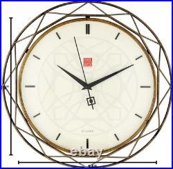 Bulova Clocks C4834 Luxfer Prism 14 Inch Frank Lloyd Wright Inspired Wall Clock