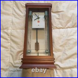 Bulova Frank Lloyd Wright Art Glass Mantel Clock, 16, Walnut Finish