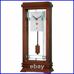 Bulova Frank Lloyd Wright Art Glass Willets Mantel Clock 16 Walnut Finish B1839