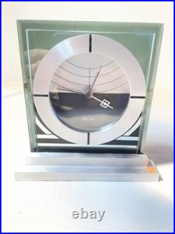 Bulova Frank Lloyd Wright Collection Glass Desk Mantel Clock Quartz Works READ