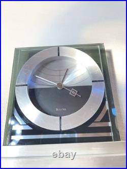 Bulova Frank Lloyd Wright Collection Glass Desk Mantel Clock Quartz Works READ
