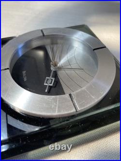 Bulova Frank Lloyd Wright Collection Glass Desk Mantel Clock Quartz Works READ