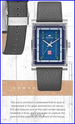 Bulova Frank Lloyd Wright Robie House Stainless mens Quartz Strap Style 96A287