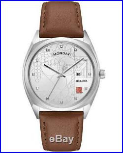Bulova Frank Lloyd Wright Watch Stainless Steel Brown Leather Watch 96C138