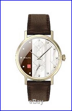 Bulova Frank Lloyd Wright Watch Stainless Steel Brown Leather Watch 97A141
