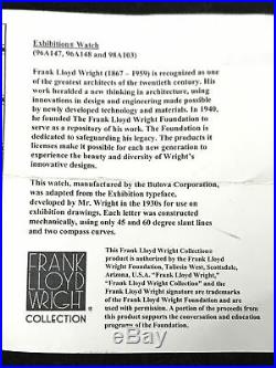 Bulova Frank Lloyd Wright Willits Exhibition Watch with Orig. Box & Tag 20761