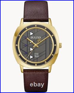 Bulova Men's Hollyhock House Frank Lloyd Wright Brown Leather Watch 97a173