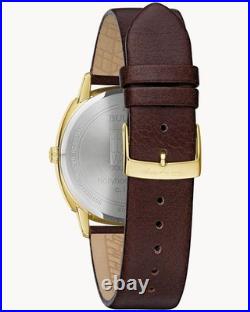 Bulova Men's Hollyhock House Frank Lloyd Wright Brown Leather Watch 97a173