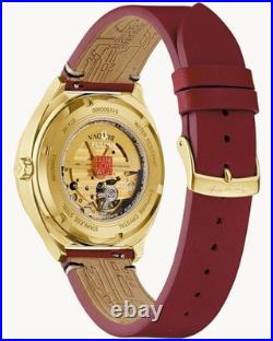 Bulova Men's Perforated Panels Frank Lloyd Wright Burgundy Leather Watch 97a192