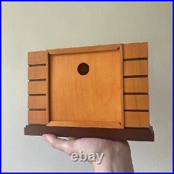 Bulova Usonian Mid Century Modern Frank Lloyd-Wright Wood Mantel Clock