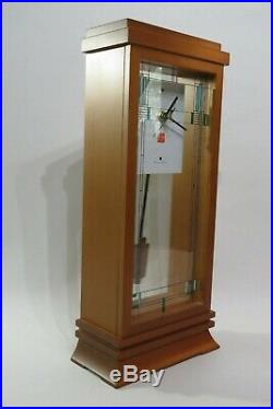 Bulova W. Willits Frank Lloyd Wright Art Glass Mantel Clock, 16, Walnut Finish