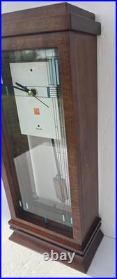 Bulova Willits Frank Lloyd Wright 14 Pendulum Mantel Clock Walnut Art Glass