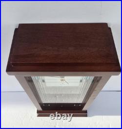 Bulova Willits Frank Lloyd Wright 14 Pendulum Mantel Clock Walnut Art Glass