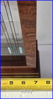 Bulova Willits Frank Lloyd Wright 14 Pendulum Mantel Clock Walnut Art Glass