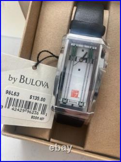 Bulova Women's 96L63 Frank Lloyd Wright Willits Black Leather Strap Watch