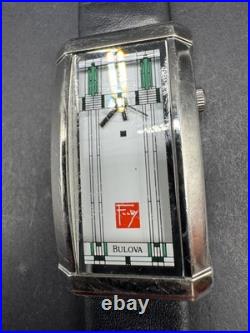 Bulova Women's 96L63 Frank Lloyd Wright Willits Black Leather Strap Watch
