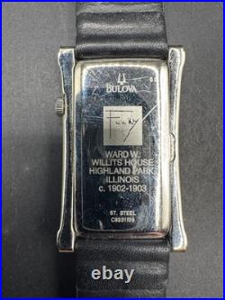 Bulova Women's 96L63 Frank Lloyd Wright Willits Black Leather Strap Watch