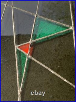 C1988 Stained Glass Panel Abstract Modernist Geometric Frank Lloyd Wright Style
