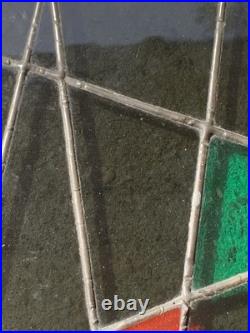 C1988 Stained Glass Panel Abstract Modernist Geometric Frank Lloyd Wright Style