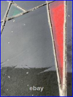 C1988 Stained Glass Panel Abstract Modernist Geometric Frank Lloyd Wright Style