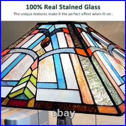 COTOSS Tiffany Table Lamps Mission Frank Lloyd Wright Style 16 Wide Stained
