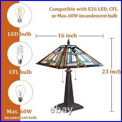 COTOSS Tiffany Table Lamps Mission Frank Lloyd Wright Style 16 Wide Stained