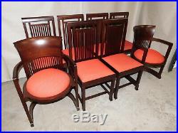 Cassina Frank Lloyd Wright Set of 8 Chairs 2 Barrel Arm & 6 Straight