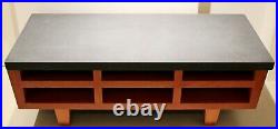 Contemporary Modernist Cement Wood Shelving Table Frank LLoyd Wright Style