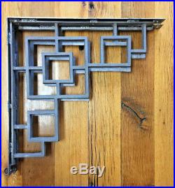 Custom Fabrication PAIR Frank Lloyd Wright, Art Deco Iron Shelf Bracket 18x18