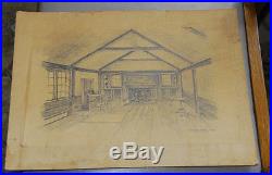 Doak Martin Architect Pupil Frank Lloyd Wright 1939 Signed Architectural drawing