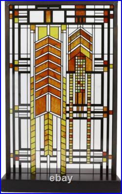 Ebros Frank Lloyd Wright Autumn Sumac Stained Glass Art Metal Framed Hanging Wal