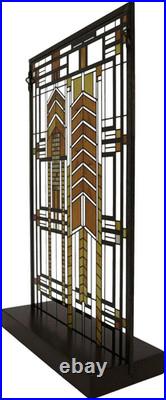 Ebros Frank Lloyd Wright Autumn Sumac Stained Glass Art Metal Framed Hanging Wal