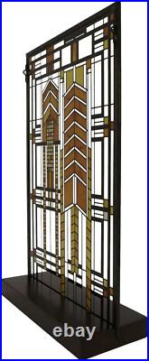Ebros Frank Lloyd Wright Autumn Sumac Stained Glass Art Metal Framed Hanging Wal