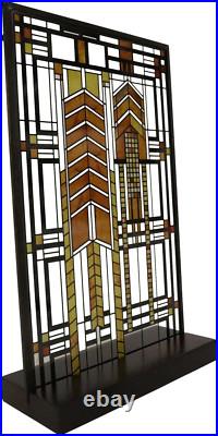 Ebros Frank Lloyd Wright Autumn Sumac Stained Glass Art Metal Framed Hanging Wal