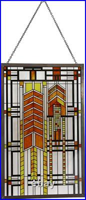 Ebros Frank Lloyd Wright Autumn Sumac Stained Glass Art Metal Framed Hanging Wal