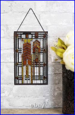 Ebros Frank Lloyd Wright Autumn Sumac Stained Glass Art Metal Framed Hanging Wal