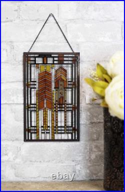 Ebros Frank Lloyd Wright Autumn Sumac Stained Glass Art Metal Framed Hanging Wal