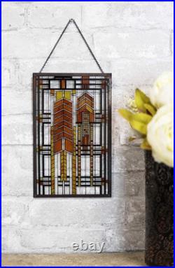 Ebros Frank Lloyd Wright Autumn Sumac Stained Glass Art Metal Framed Hanging Wal