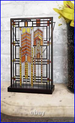 Ebros Frank Lloyd Wright Autumn Sumac Stained Glass Art Metal Framed Hanging Wal