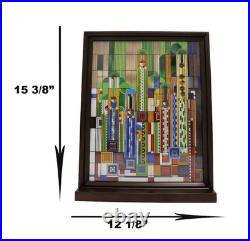 Ebros Frank Lloyd Wright Cactus Flowers Stained Glass Plaque Wall Hanger 15H