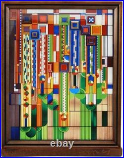 Ebros Frank Lloyd Wright Cactus Flowers Stained Glass Plaque Wall Hanger 15H