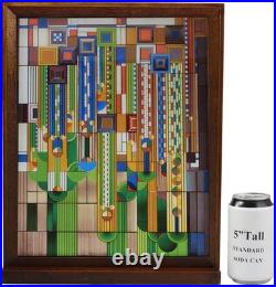 Ebros Frank Lloyd Wright Cactus Flowers Stained Glass Plaque Wall Hanger 15H