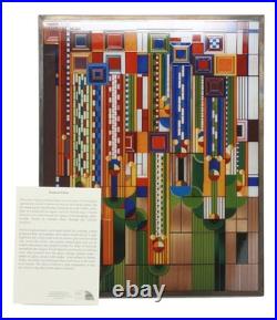 Ebros Frank Lloyd Wright Metal Framed Saguaro Cactus Flowers Stained Glass Ar
