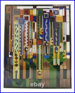 Ebros Frank Lloyd Wright Metal Framed Saguaro Cactus Flowers Stained Glass Ar