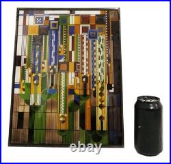 Ebros Frank Lloyd Wright Metal Framed Saguaro Cactus Flowers Stained Glass Ar